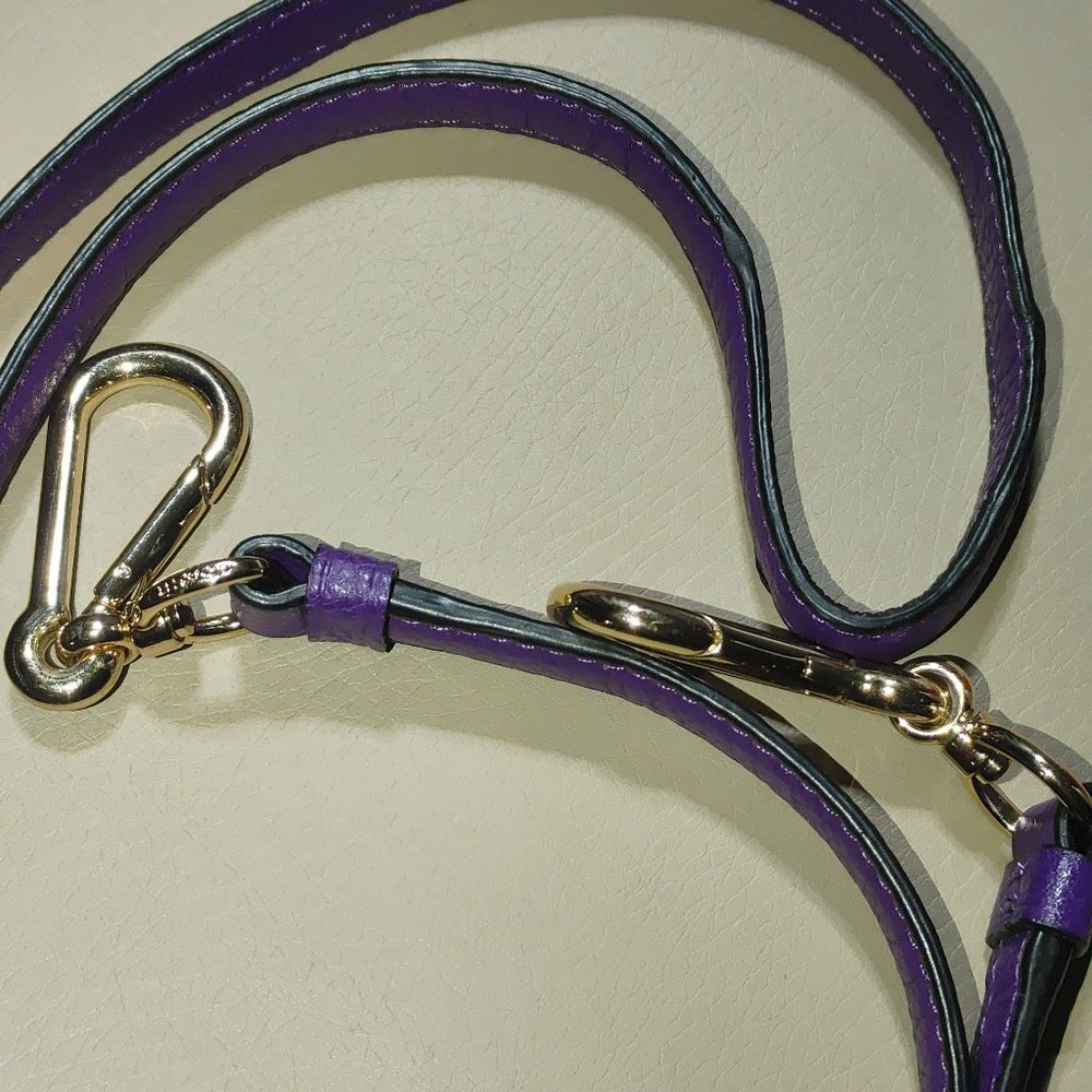 Coach Purple Leather Crossbody Strap Gold Tone Hardware Adjustable Length - Picture 4 of 6